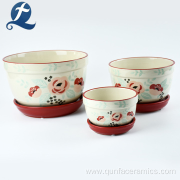 Handmade Painted Three Layer Ceramic Flower Pots